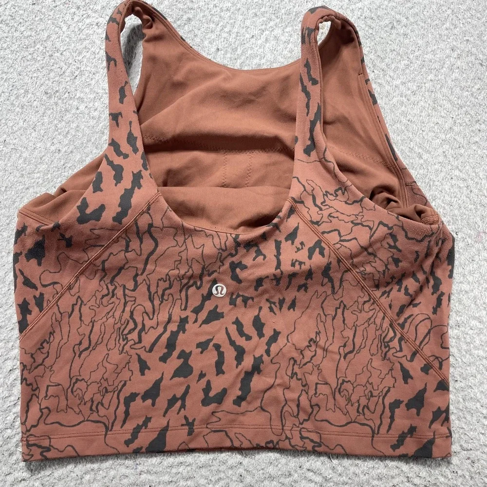 Lululemon Bra Womens 10 Brown Animal Print Racerback Sports Bra Yoga Gym